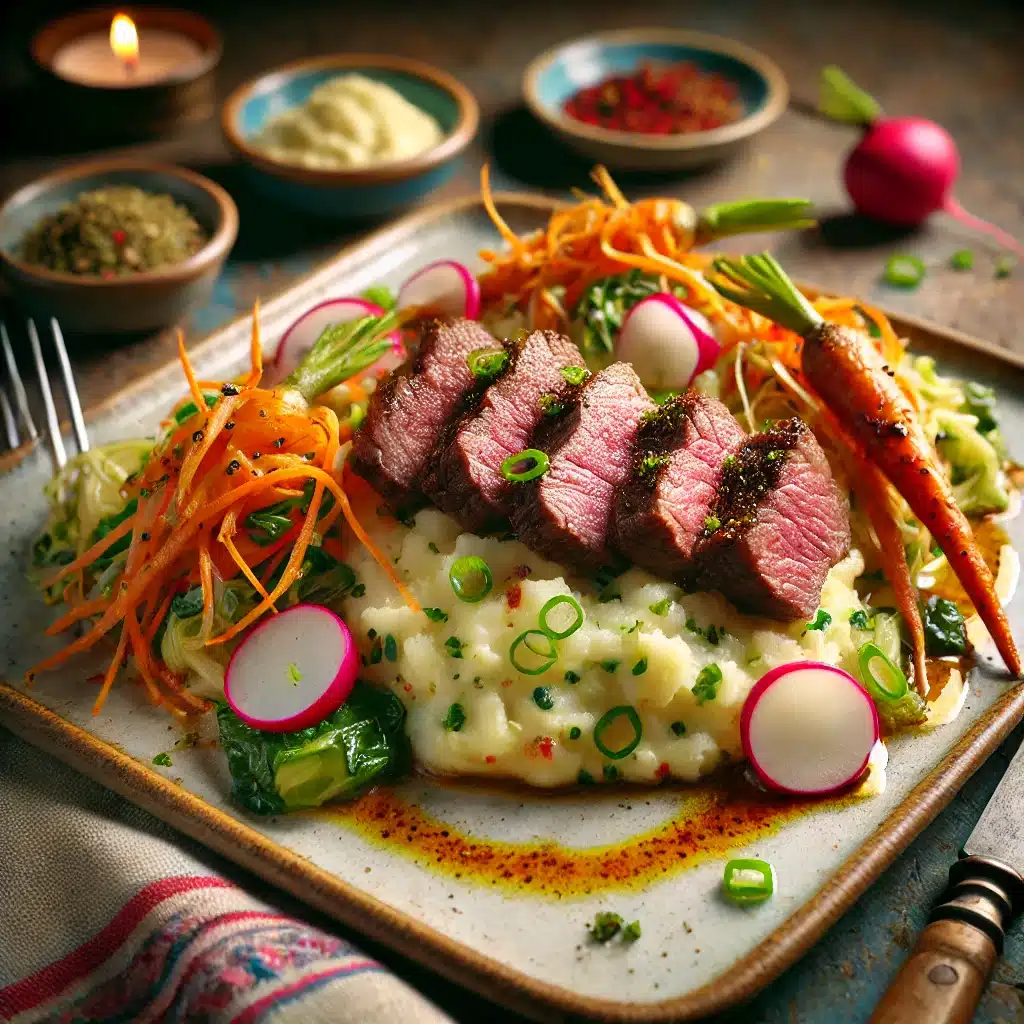Mongol-Irish Fusion: Lamb with Colcannon and Fermented Mare’s Milk Reduction