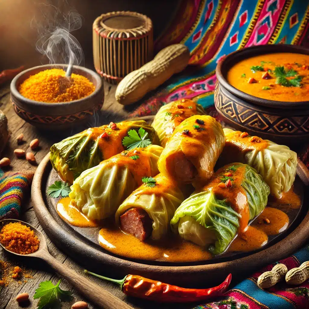 Romanian-Congolese Fusion: Plantain-Stuffed Sarmale with Peanut Sauce