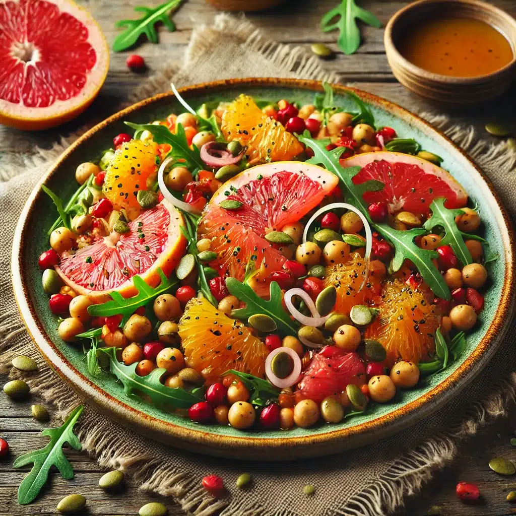 Warm Legume and Citrus Salad with Spiced Honey Vinaigrette